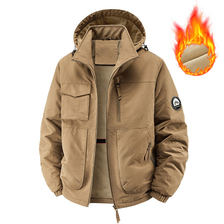Men's Insulated Outdoor Jacket with Fleece Lining and Multifunctional Utility Pockets Mune Fashion