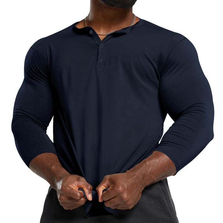 Men's Long Sleeve Henley made of lightweight cotton blend Mune Fashion