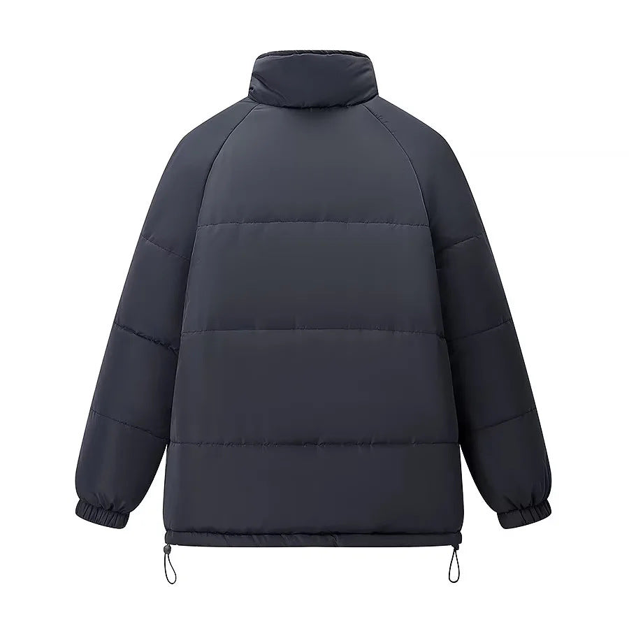 Women's oversized padded jacket with checkered lining, stand-up collar and drawstring hem Mune Fashion