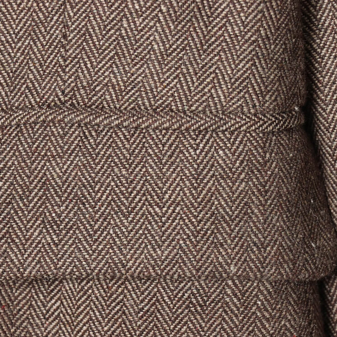 Women's Oversized Blazer-Coat in Herringbone Pattern with Waist Belt Mune Fashion