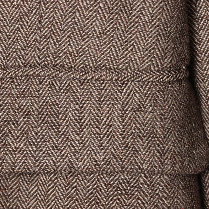 Women's Oversized Blazer-Coat in Herringbone Pattern with Waist Belt Mune Fashion