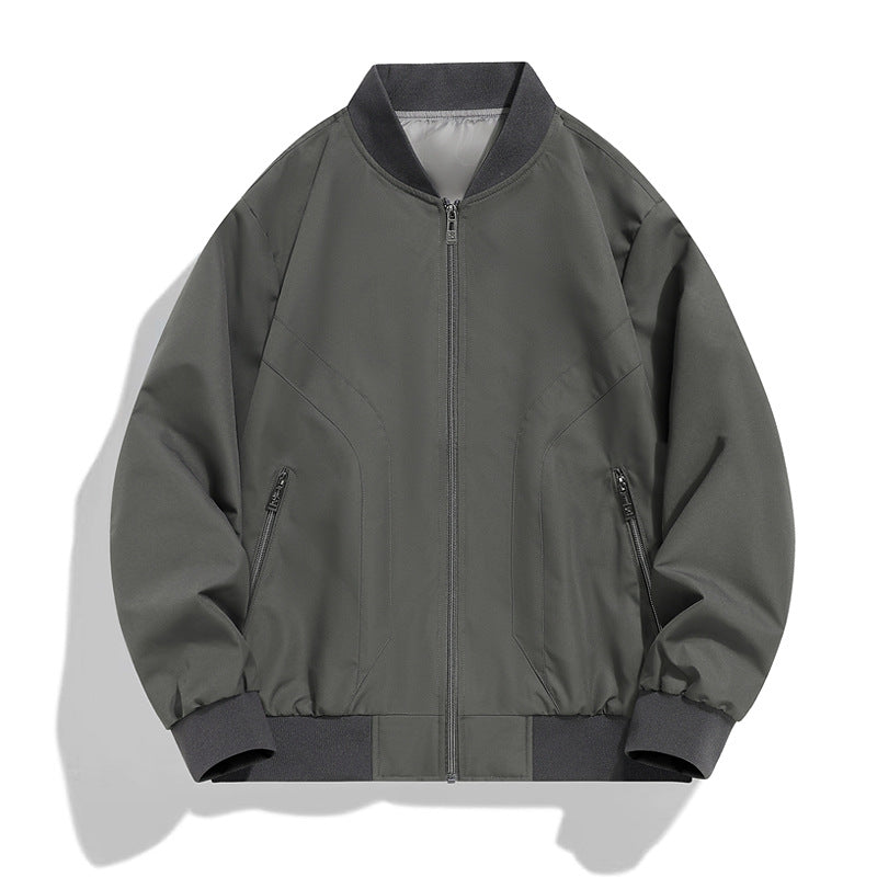 Men's Lightweight Windproof Bomber Jacket with Zipper, Ribbed Cuffs and Concealed Side Pockets Mune Fashion