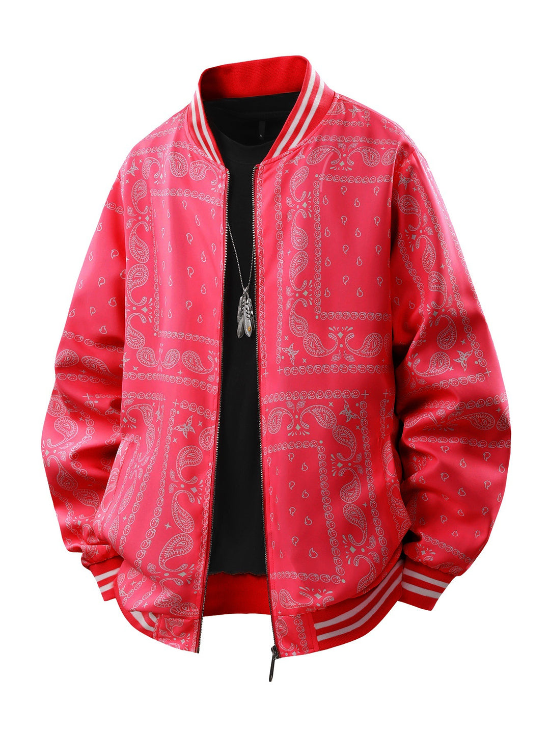 Men's Cool Bomber Jacket with Paisley Pattern Mune Fashion