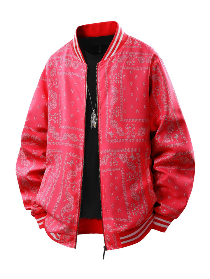 Men's Cool Bomber Jacket with Paisley Pattern Mune Fashion