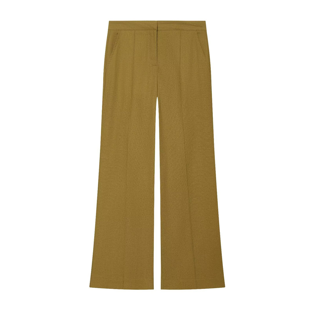 Women’s Two-Piece Ensemble with Loose-Fitting Knot Jacket and Wide High-Cut Pants Drune