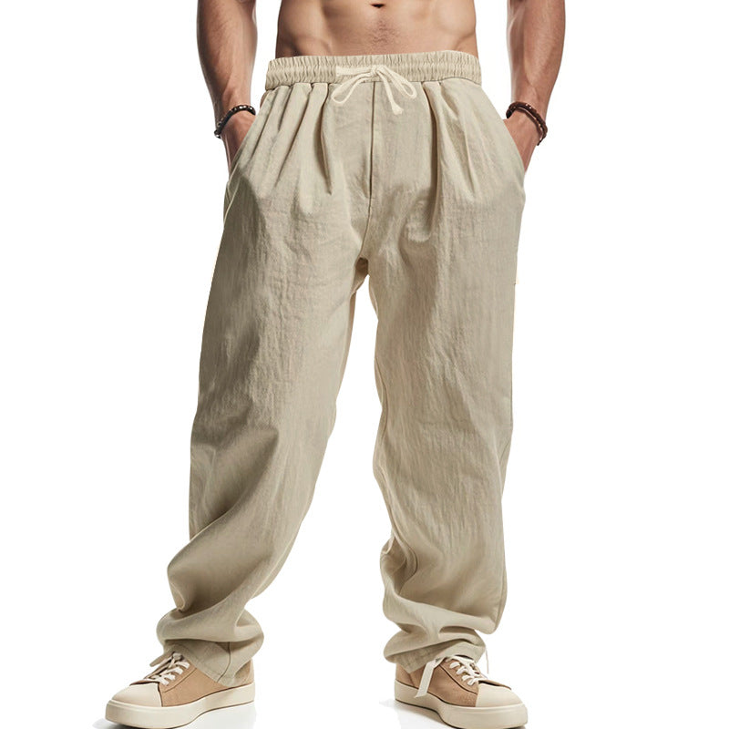 Men's loose leisure pants with elastic waistband, drawstring, and deep side pockets Mune Fashion