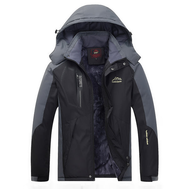 Men's water-repellent outdoor jacket with teddy fleece lining, adjustable hood, and multifunction pockets Mune Fashion