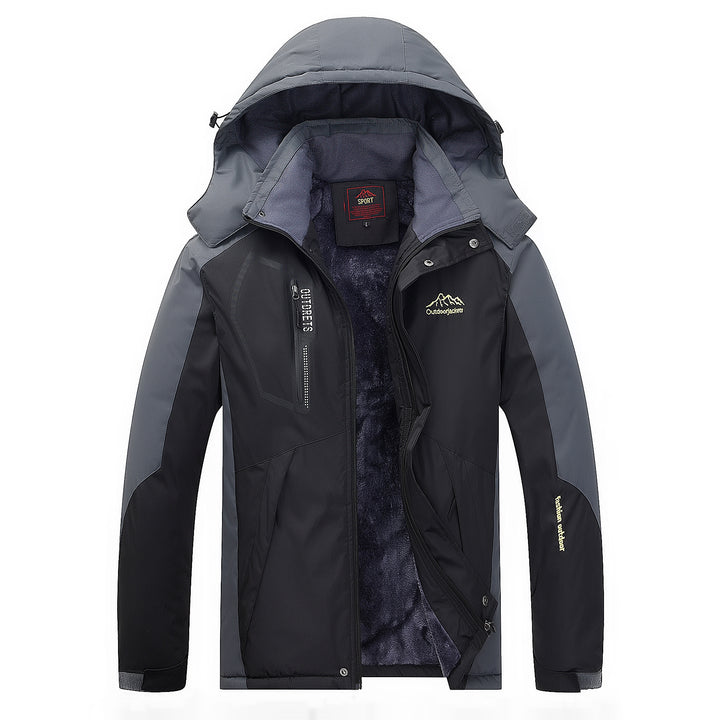 Men's water-repellent outdoor jacket with teddy fleece lining, adjustable hood, and multifunction pockets Mune Fashion