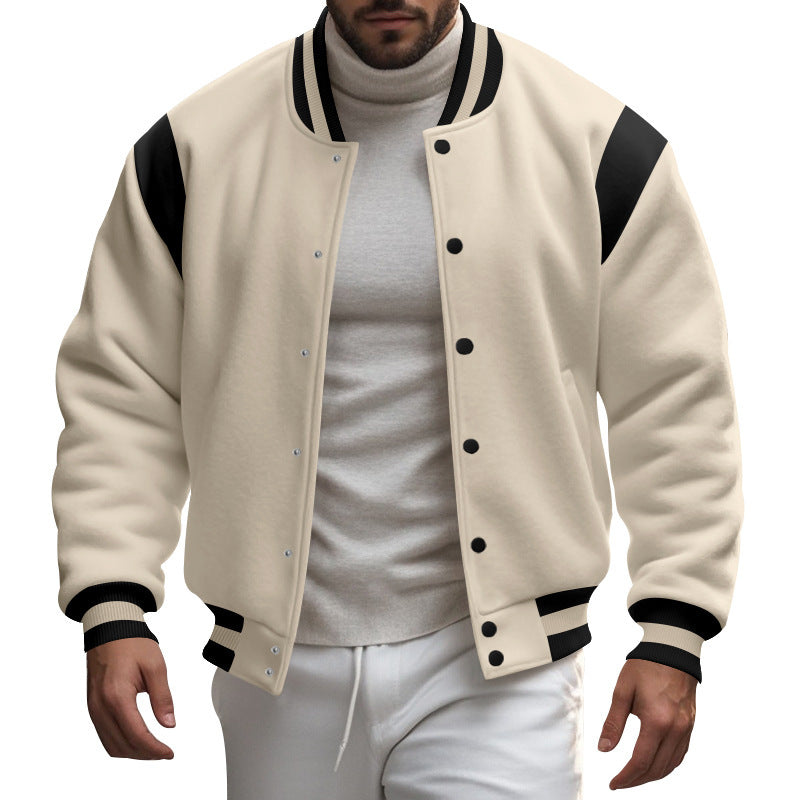 Men's nan College baseball jacket with snap button placket, ribbed collar and contrasting yokes Mune Fashion