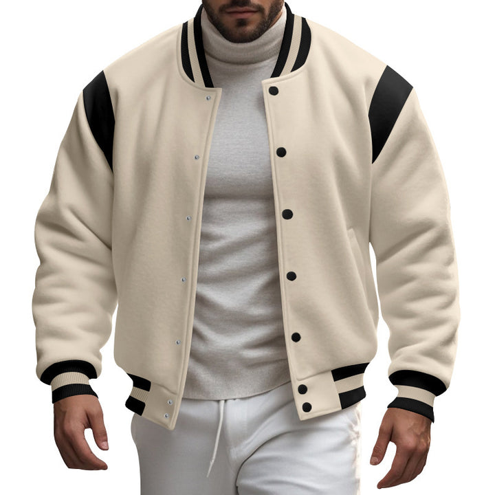 Men's nan College baseball jacket with snap button placket, ribbed collar and contrasting yokes Mune Fashion