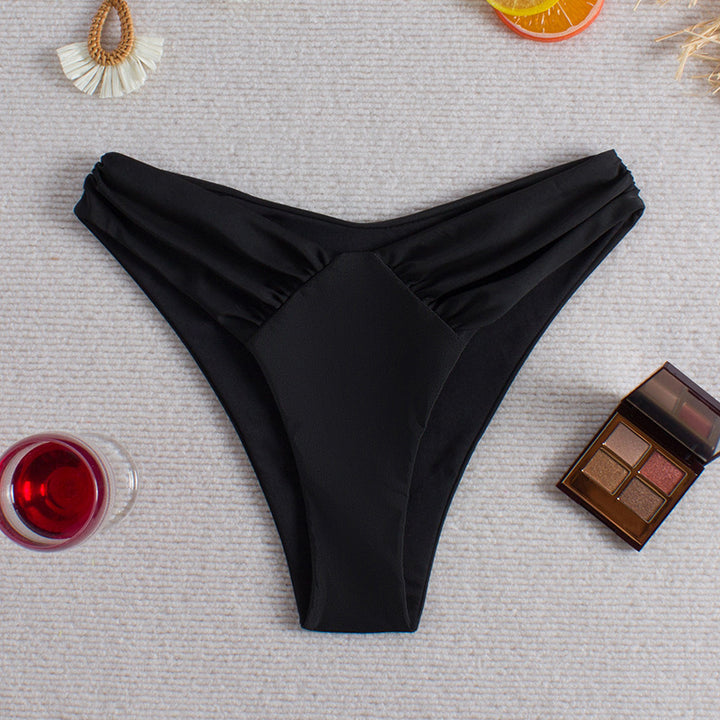 Women High-Cut Bikini Bottom with Ruching Mune Fashion