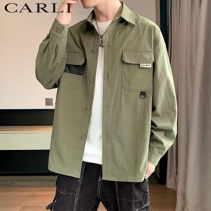 Men's utility-style overshirt jacket with patch flap pockets Mune Fashion