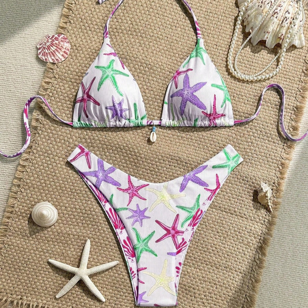Women's triangle bikini with maritime star pattern Mune Fashion