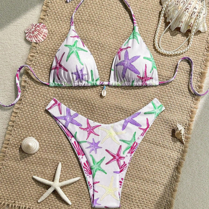 Women's triangle bikini with maritime star pattern Mune Fashion