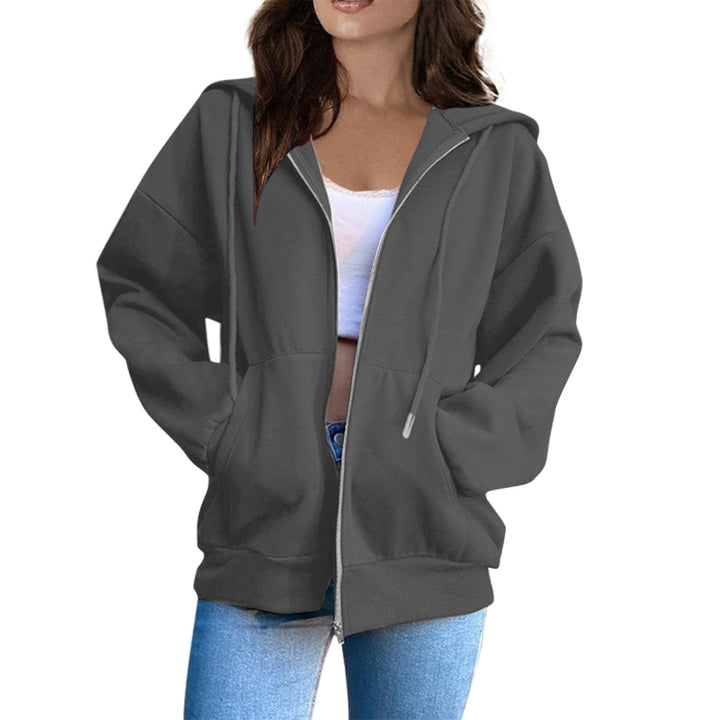 Women's casual hoodie jacket with continuous zipper, kangaroo pockets, and voluminous raglan sleeves Mune Fashion