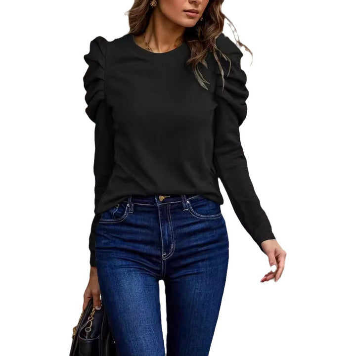 Women's fine fine knit pullover with tiered ruffles on the shoulders Mune Fashion