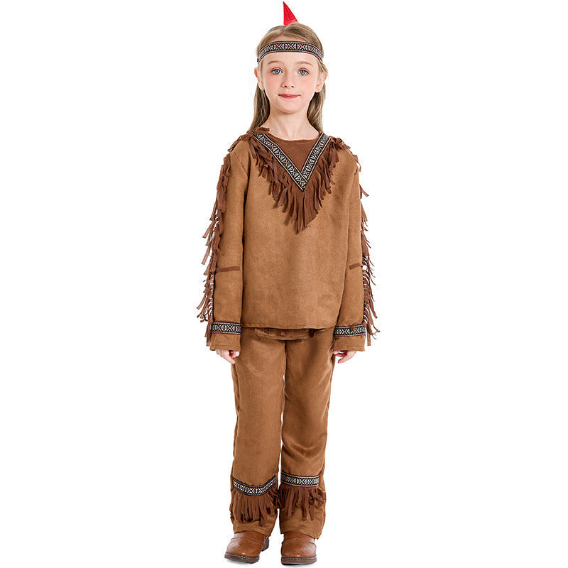 Girl Native American Costume with Fringe and Detail-Loving Top Mune Fashion