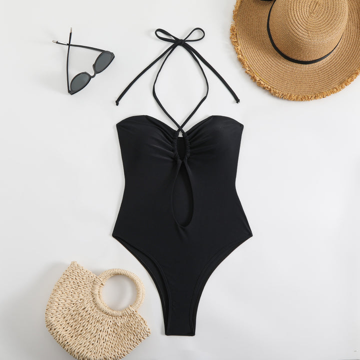 Women's One-Piece Swimsuit with Refined Gathering Mune Fashion