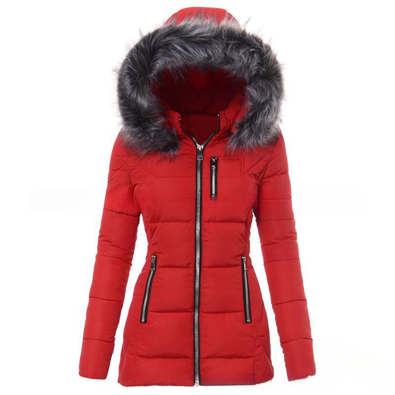 Women’S Winter Jacket with Removable Faux Fur Collar Mune