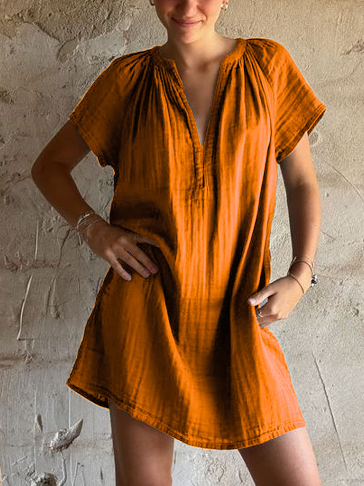 Women's Lightweight Top with V-Neck and Loose Fit Mune Fashion