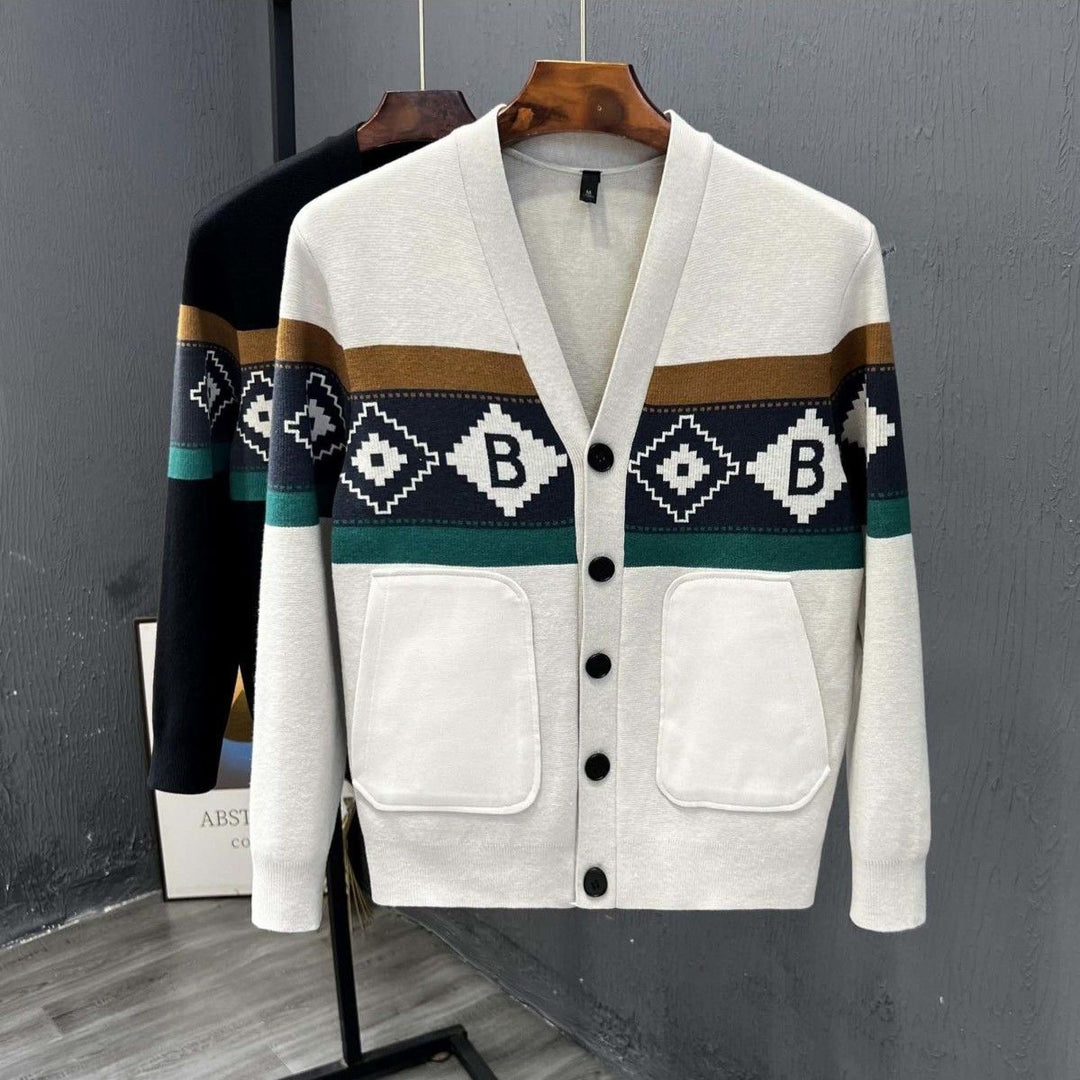 Men's Fashionable Cardigan with Graphic Pattern Mune Fashion