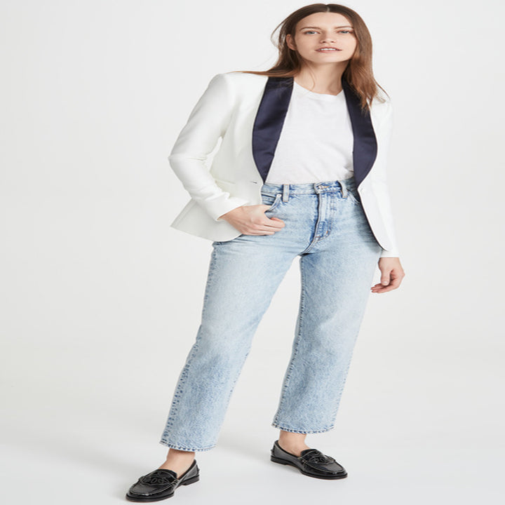 Women's Tailored Tuxedo Blazer with Satin Shawl Collar and One-Button Front Mune Fashion