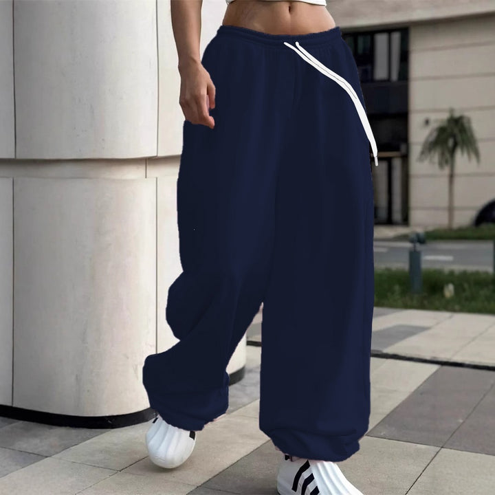Women's wide Baggy joggers with a high comfort waistband, drawstring and elastic ankle cuffs Mune Fashion