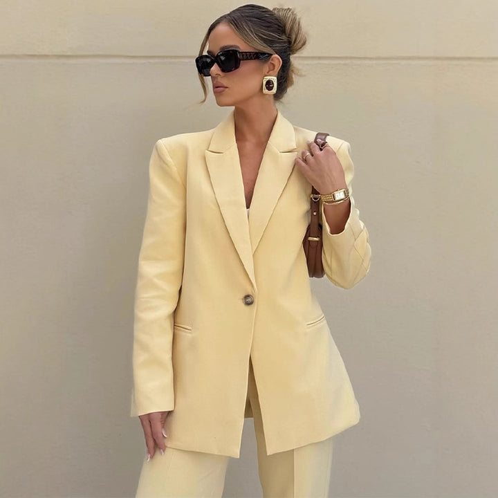 Women's Elegant Oversized Blazer with High Waist and Wide Leg Pants Mune Fashion