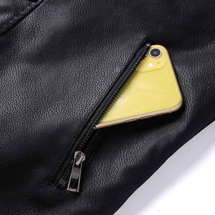Men's Padded Aviator Jacket Made of Faux Leather with Teddy Lining and Double-Breasted Front Mune Fashion