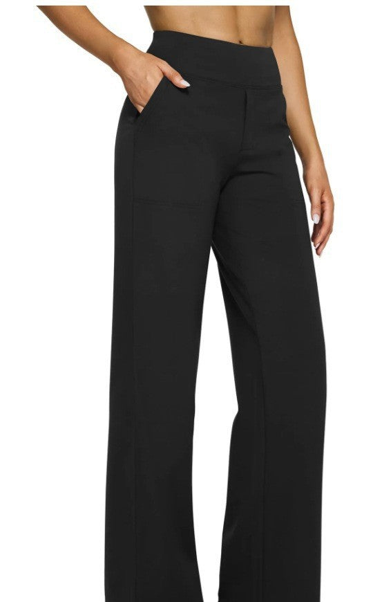 Women wide-cut Palazzo pants with high-cut comfort waistband and side pockets Mune Fashion