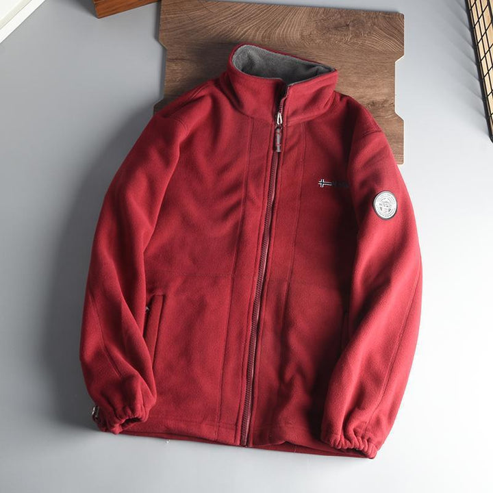 Men's Warm Fleece Jacket with Stand-Up Collar, Zipper and Elastic Cuffs Mune Fashion