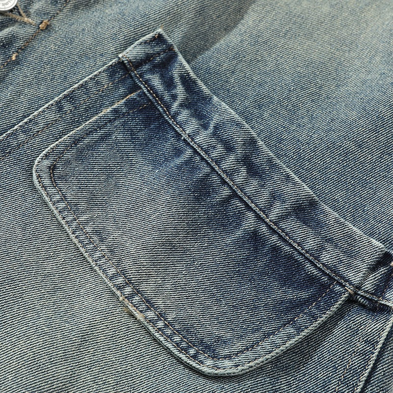 Men's Casual Denim Vest with Integrated Sweatshirt Sleeves and Large Flap Pockets Mune Fashion