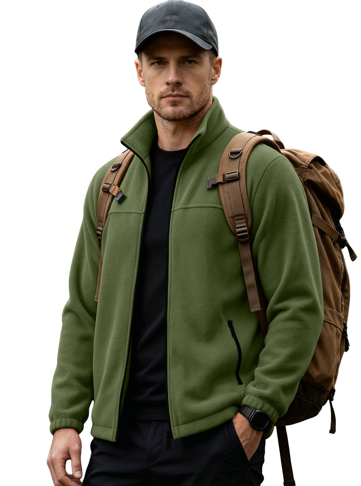 Men's Lightweight Outdoor Fleece Jacket with Stand-Up Collar and Zipper Pockets Mune Fashion