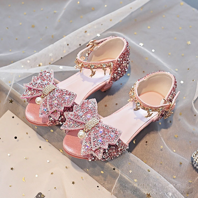Girls Elegant and Sparkling Sandals with Large Bows Mune Fashion