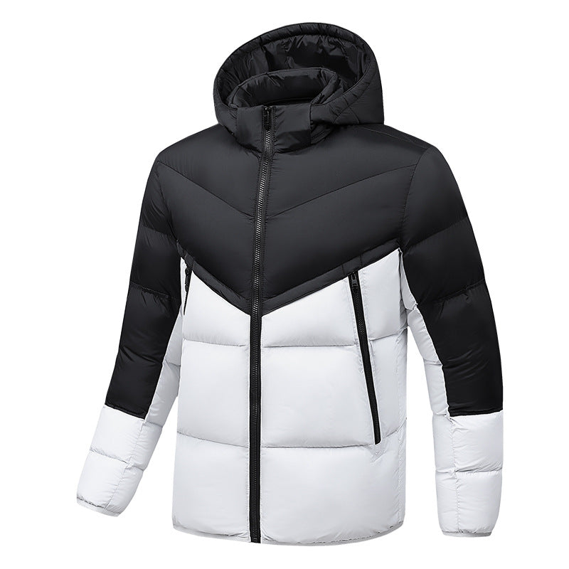 Men's Lightweight Down-Look Padded Jacket with Hood, Windproof Thermal Insulation and Vertical Zip Pockets Mune Fashion
