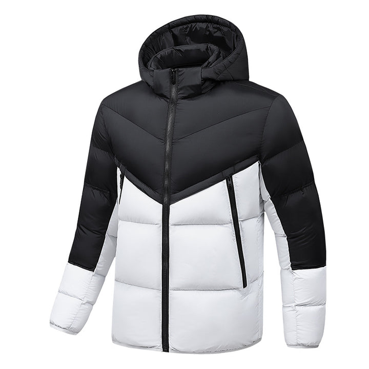 Men's Lightweight Down-Look Padded Jacket with Hood, Windproof Thermal Insulation and Vertical Zip Pockets Mune Fashion