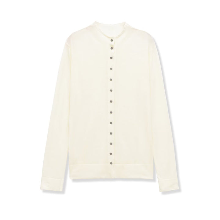 Women's fine knit cardigan with button placket and round neckline Mune Fashion