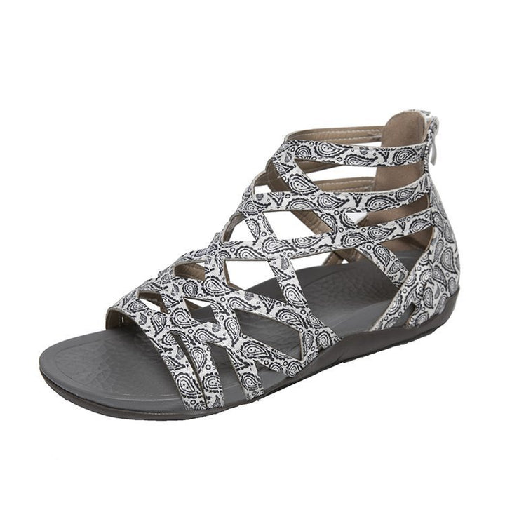 Women's Roman sandals with zipper, woven cut-out upper material and padded comfort sole Mune Fashion