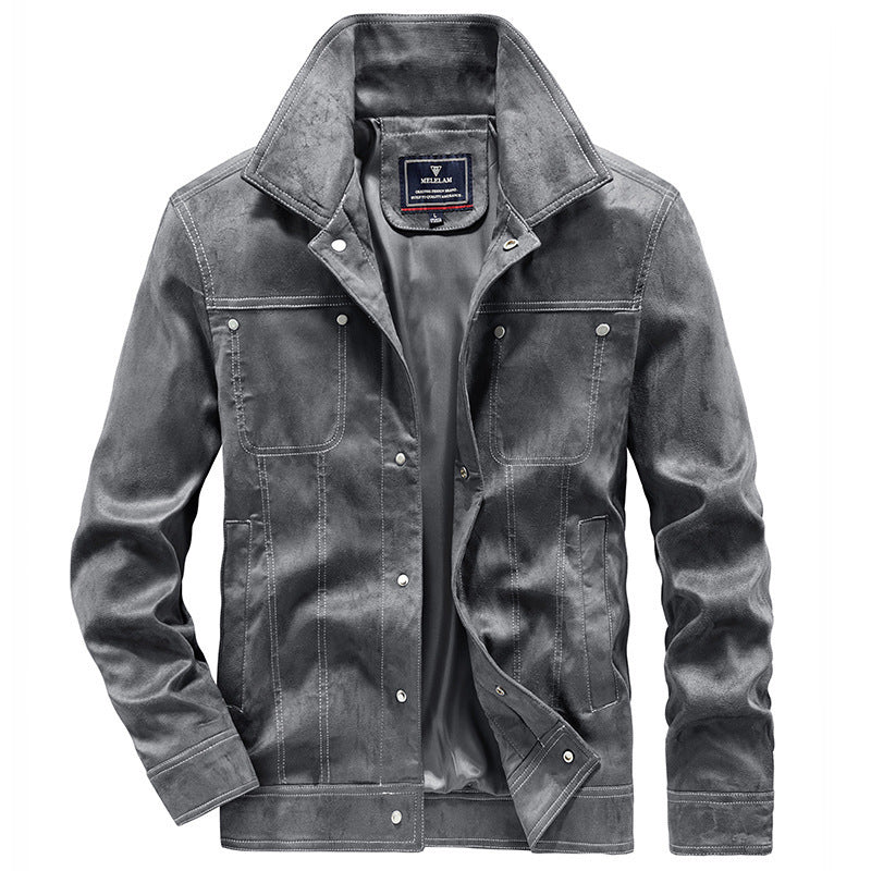 Men's trucker jacket in Western style with contrast stitching and snap button front Mune Fashion