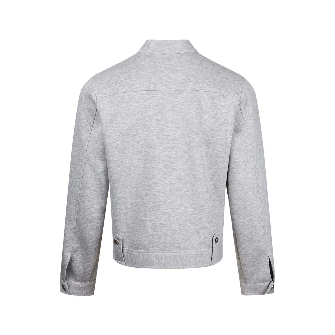 Women's short-cut sweat bomber jacket with stand-up collar, concealed zipper and flap pockets Mune Fashion