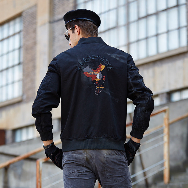 Men's Hooded Canvas Jacket in Military Utility Style with Camouflage Cuff and Ribbed Hem Mune Fashion