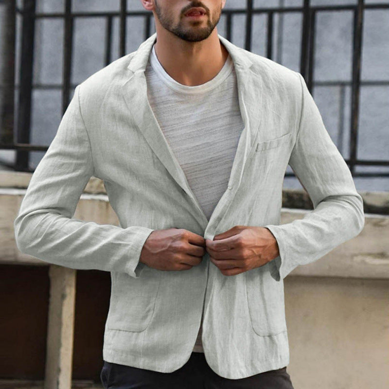 Men's elegant linen blazer with modern cut and pockets Mune Fashion