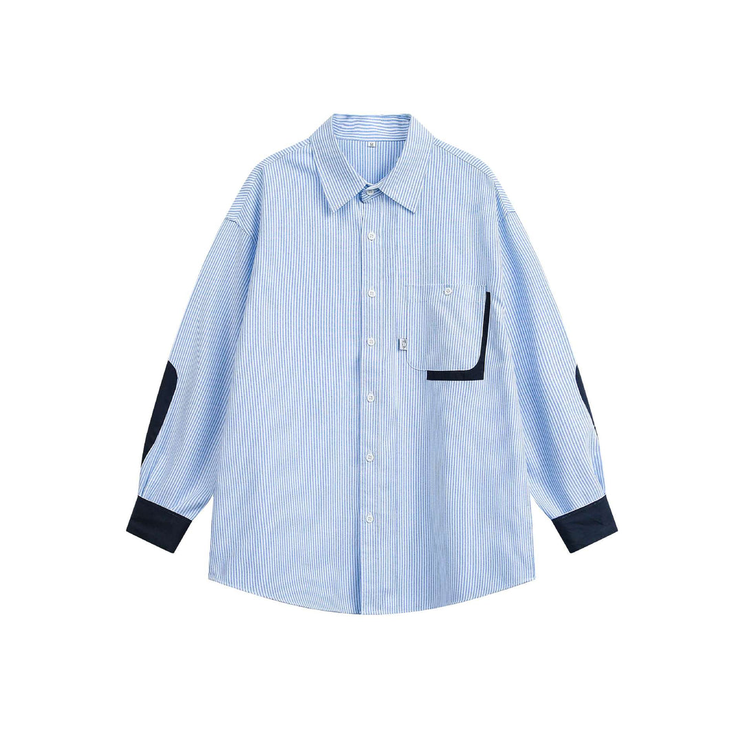 Unisex Wide Stripe Shirt in Shirt Jacket Style with Contrast Details Mune Fashion