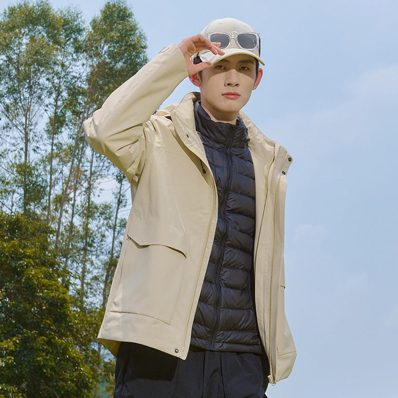 Men's Technical Waterproof Parka Jacket with Adjustable Hood and Multifunctional Pockets Mune Fashion
