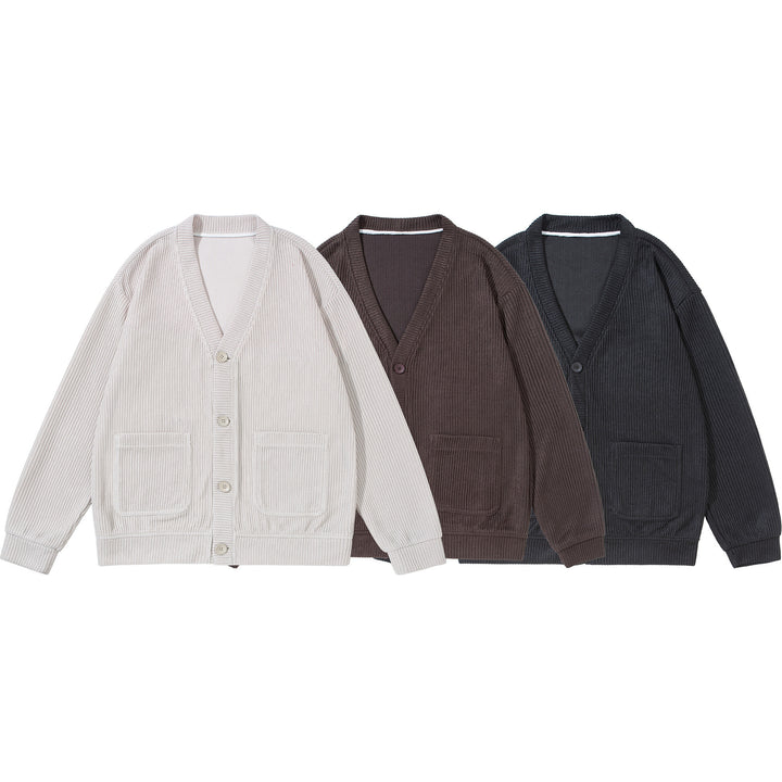 Unisex Structured Button Cardigan with V-Neck and Patch Pockets Mune Fashion