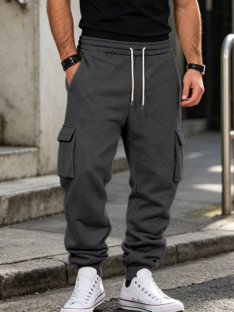 Men's cargo jogging pants made of cotton fleece with elastic waistband and leg cuffs Mune Fashion