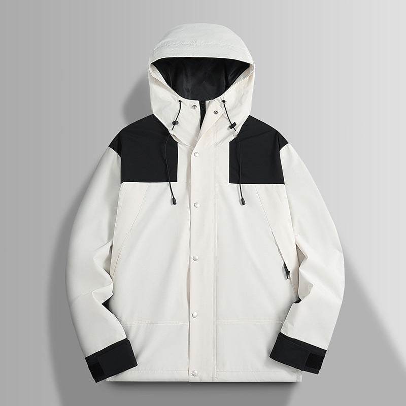 Men's Waterproof Softshell Jacket with Hood, Adjustable Cuffs, and Concealed Snap Button Placket Mune Fashion