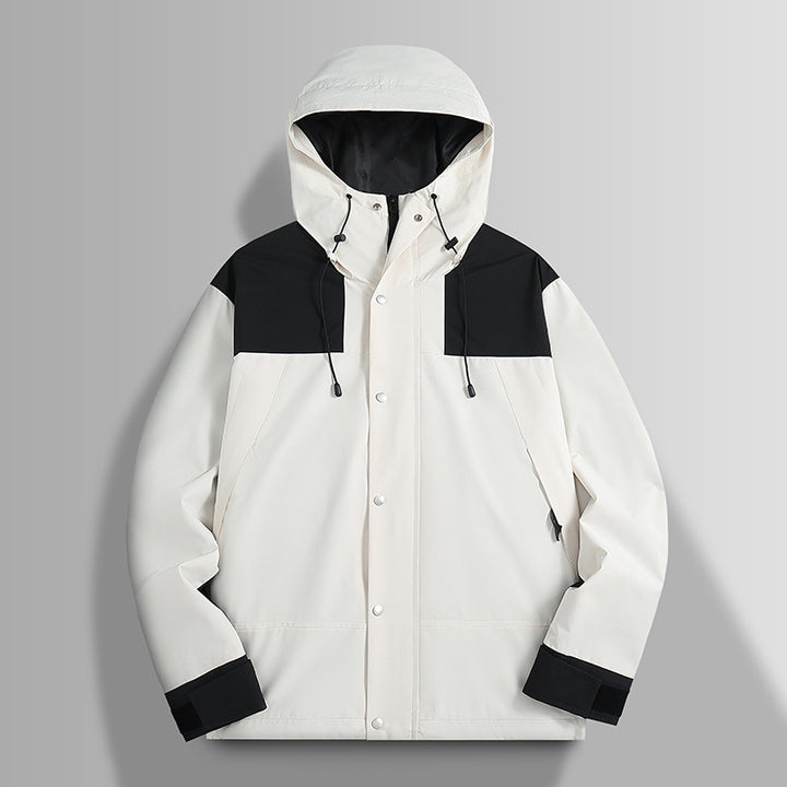 Men's Waterproof Softshell Jacket with Hood, Adjustable Cuffs, and Concealed Snap Button Placket Mune Fashion