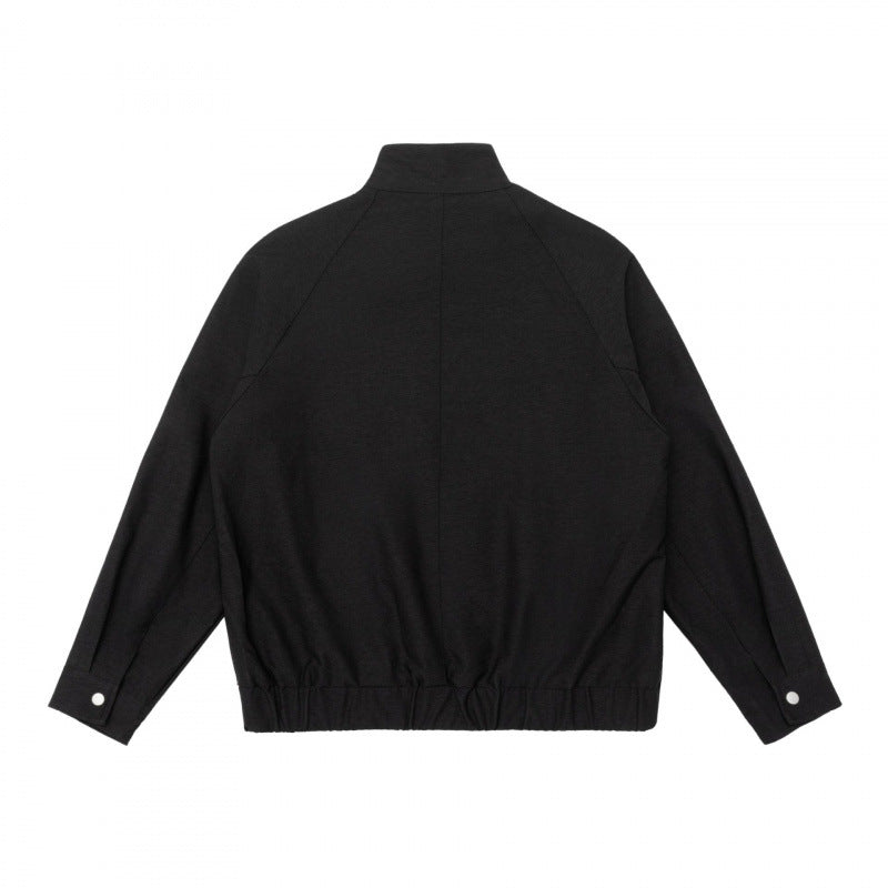 Men's Boxy Zip Blouson made of mottled knit fabric with striped collar lining and elastic hem Mune Fashion