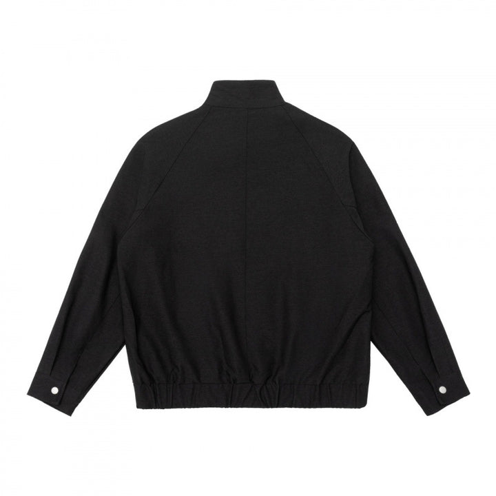 Men's Boxy Zip Blouson made of mottled knit fabric with striped collar lining and elastic hem Mune Fashion